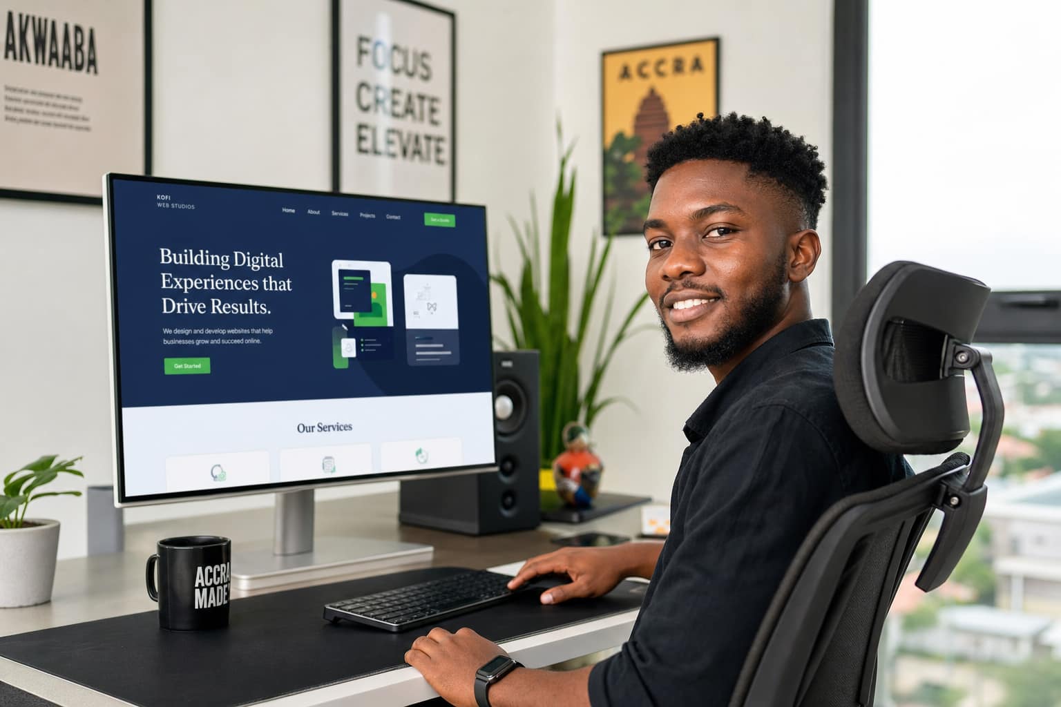 Best web design and development services in Ghana — KayTech Africa team building a responsive website in Accra